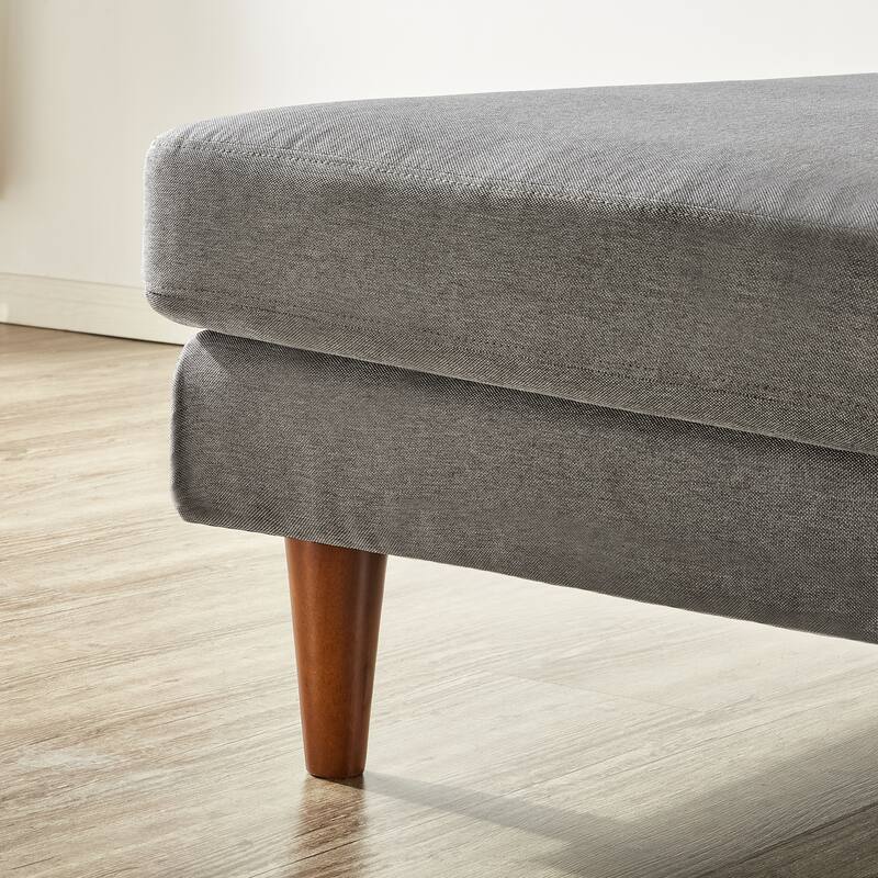 ADAIR MidCentury Modern Tufted Linen Fabric Loveseat with Armrest Pockets Light Grey By Crown Comfort