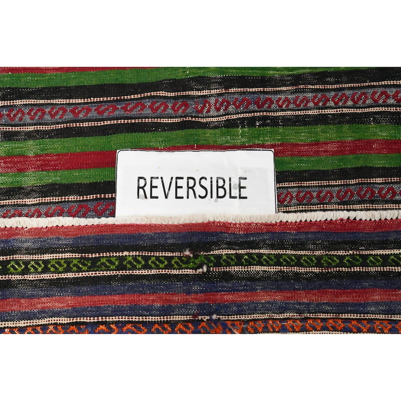 Hand Woven Oriental 100% Wool Carpet Southwestern Tribal Multi-Colored Kilim Area Rug - 10' 6'' X 5' 1''
