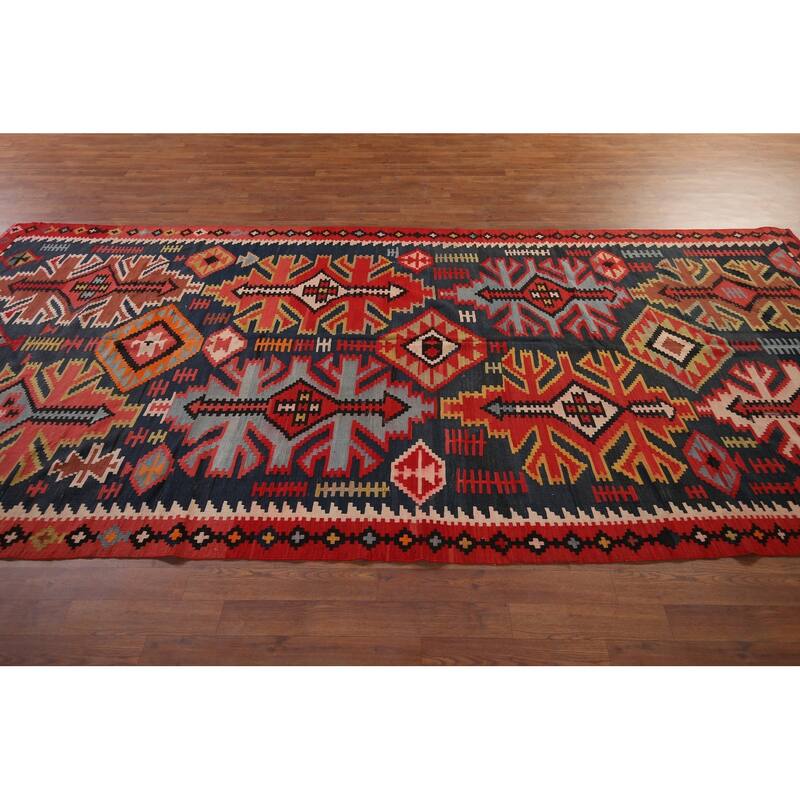 Vegetable Dye Shirvan Antique Area Rug Hand-Woven Wool Carpet - 5'6" x 11'5"