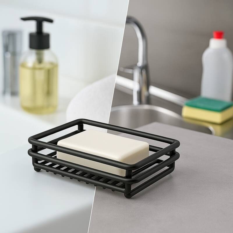 Creative Home Black Powder Coated Metal Wire Soap Dish