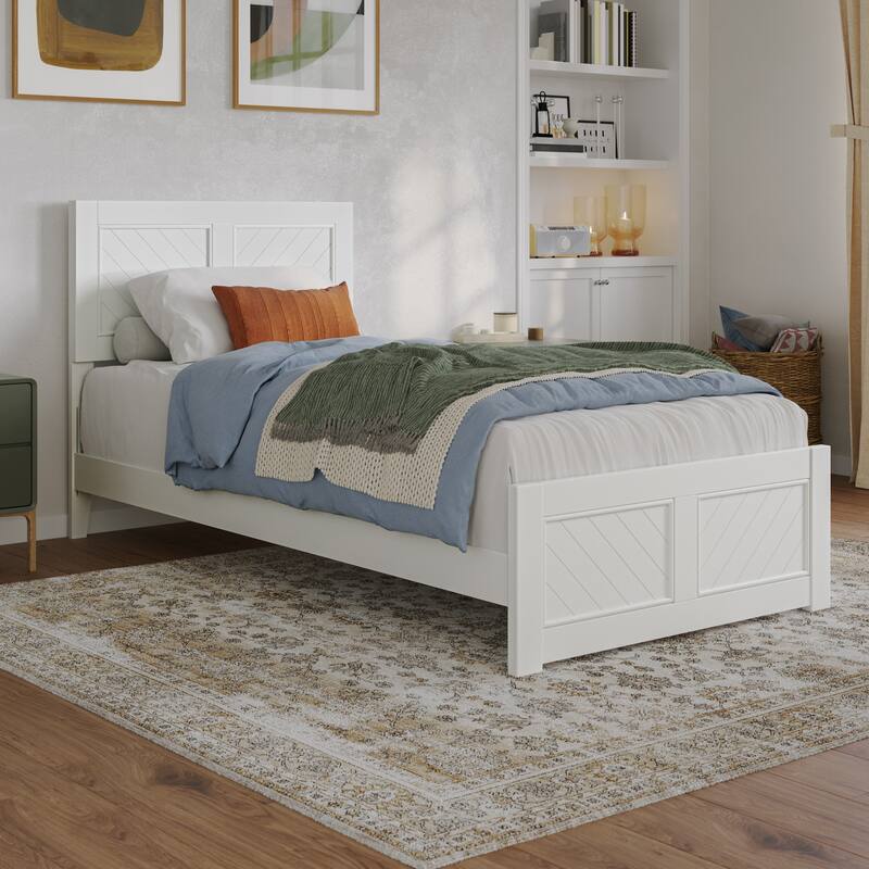 Berkshire Queen Low Profile Platform Bed with Matching Footboard - White - Twin XL