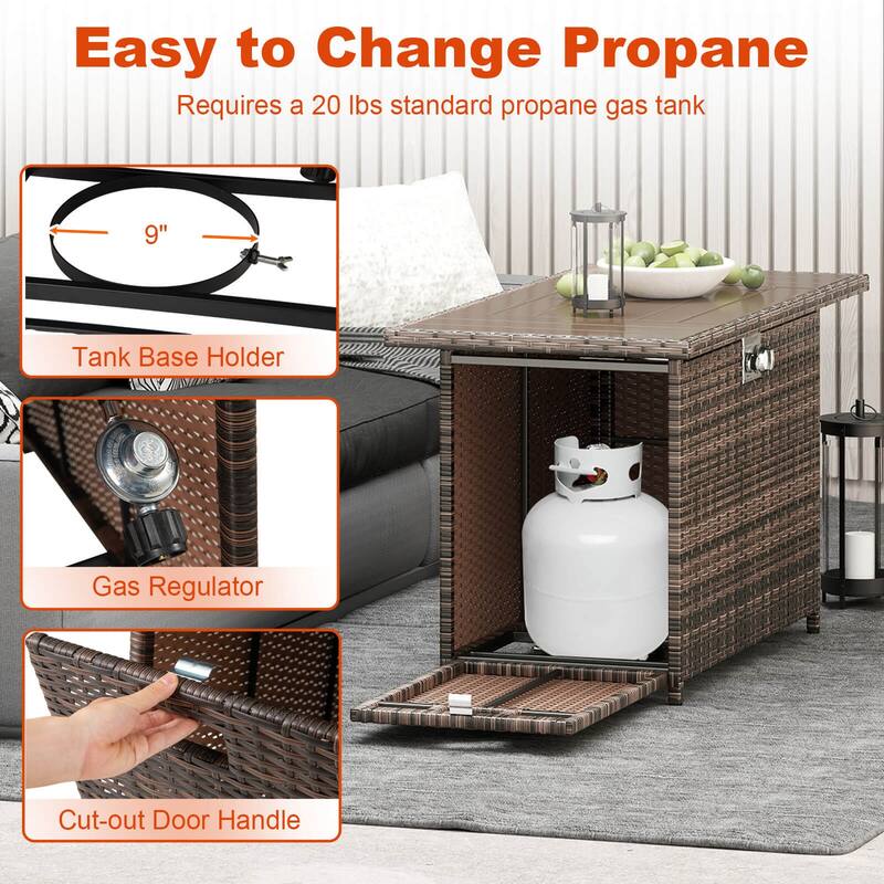 Costway 44.5" Propane Fire Pit Table with Metal Slatted Tabletop & - See Details