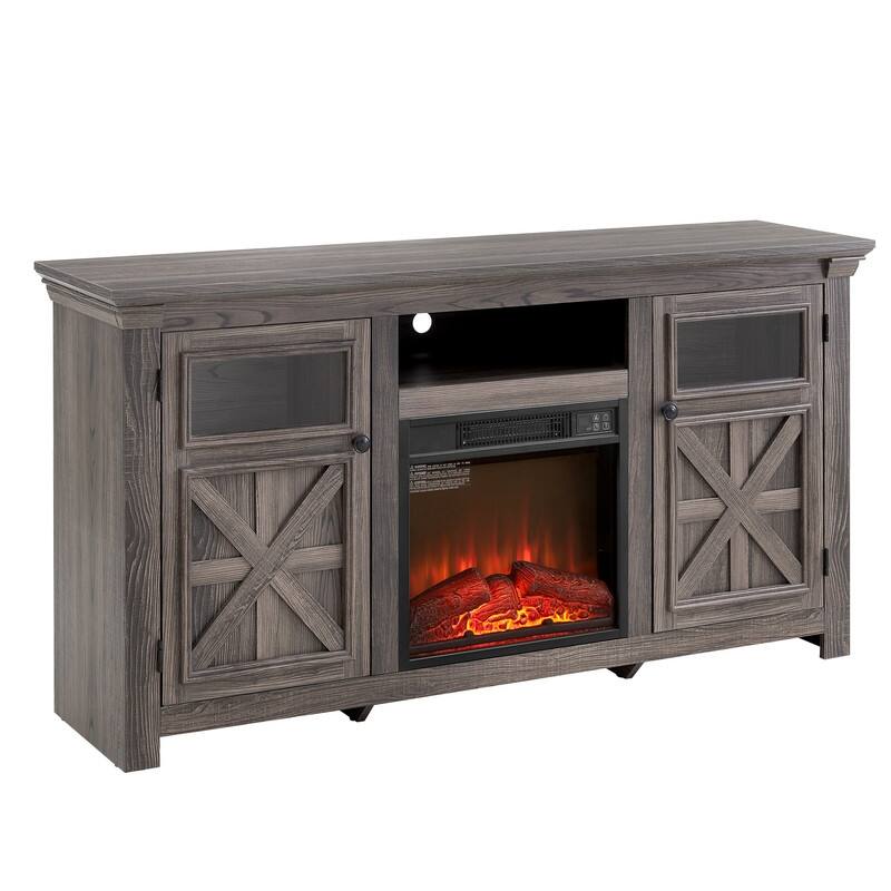 58-60" Fireplace TV Stand for 55-65" TVs w/ 18-23" Insert Farmhouse/Modern/Rustic Barn/Glass Doors Espresso/Grey/Brown/White Oak