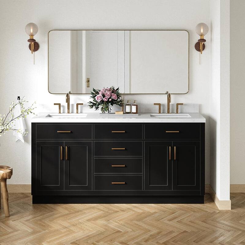 Ariel T072DCQRVO Hepburn 72" Free Standing Double Basin Vanity Set