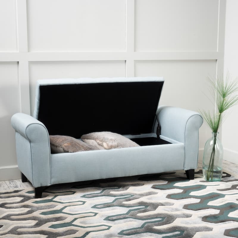 Christopher Knight Home Keiko Contemporary Rolled Arm Fabric Storage Ottoman Bench - 50.00" L x 19.50" W x 20.50" H