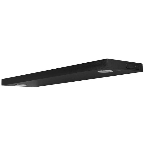 32"L Black/White Wall Mount Shelf with LED Lamp-Black