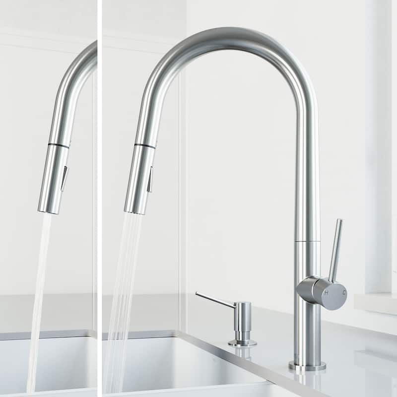 VIGO Greenwich 18" H Single Handle Pull-Down Sprayer Kitchen Faucet