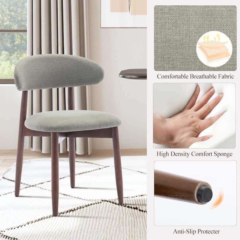 Modern Farmhouse Wooden Dining Chairs (Set of 2/4/6) – Upholstered Fabric Side Chairs with Floor Protectors