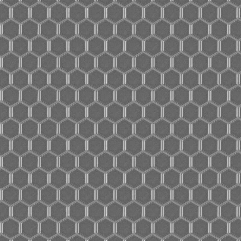 Merola Tile Metro 1" Hex Glossy Grey 10-1/4" x 11-7/8" Porcelain Floor and Wall Tile