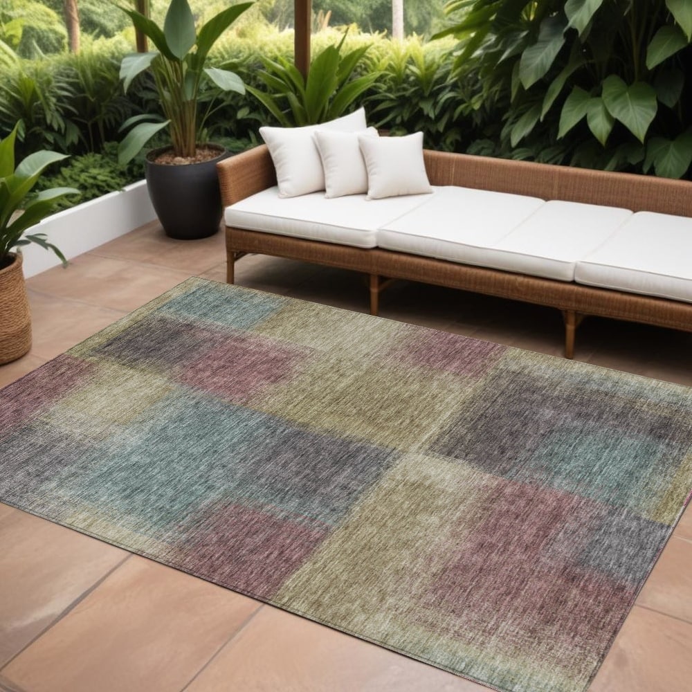 HomeRoots Abstract Transitional Rectangle Outdoor Rug