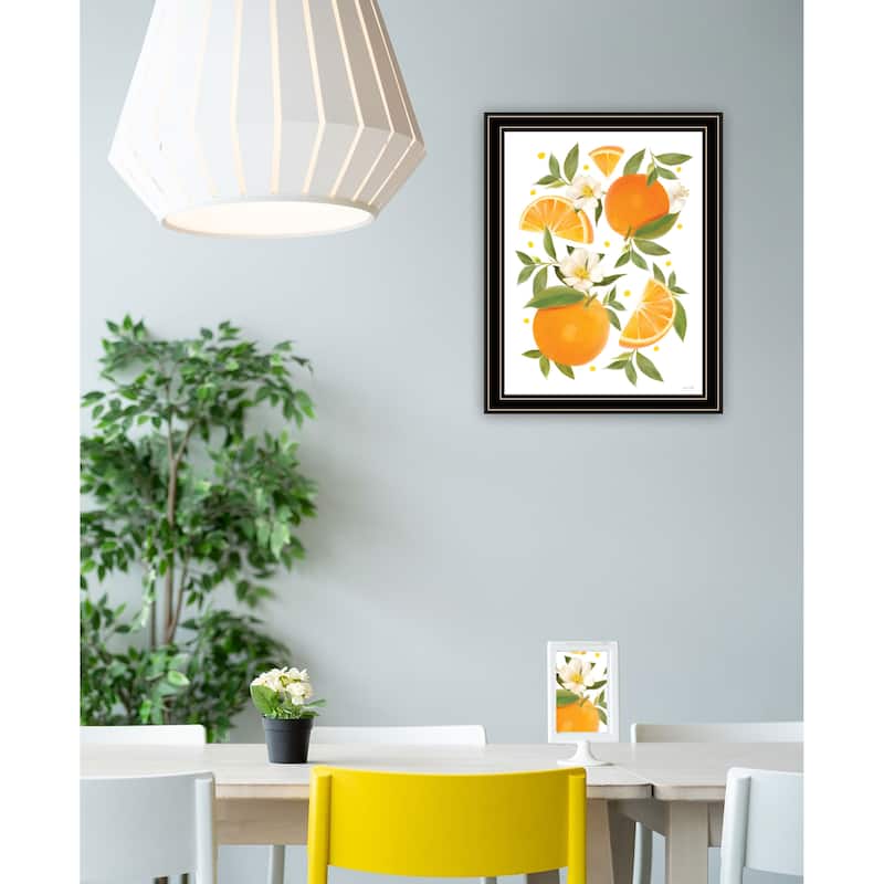 TrendyDecor4U Contemporary "Citrus Orange Botanical" Framed Print Wall Art