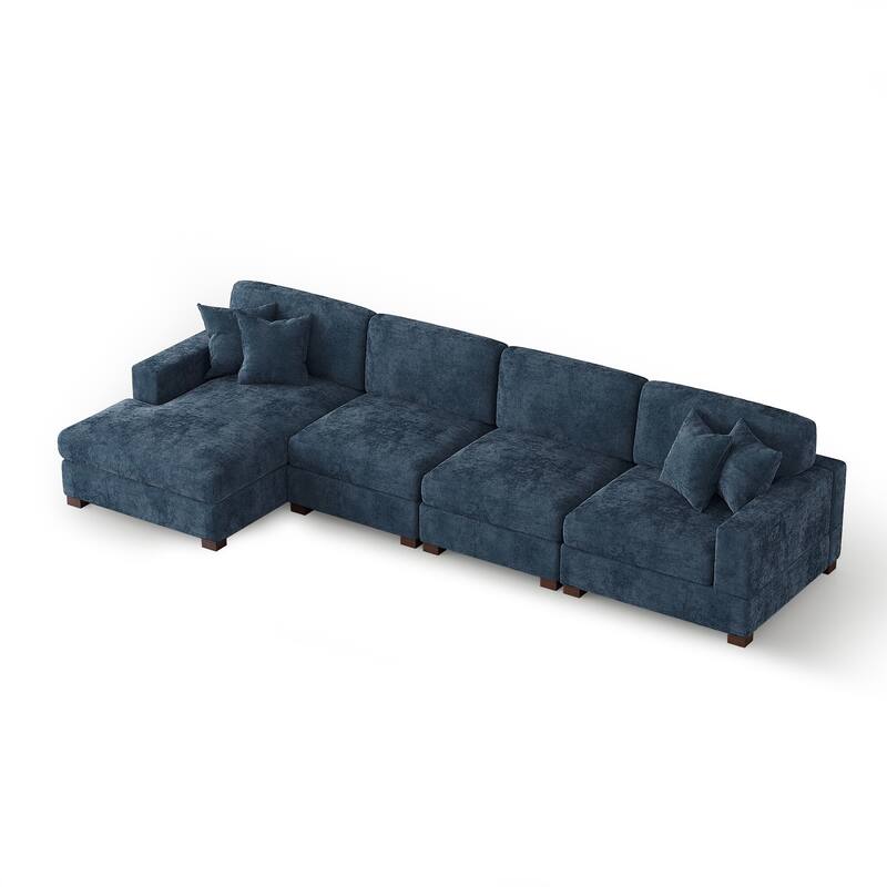 Oversized Modern Chenille L-shape Modular Sectional Sofa with Chaise