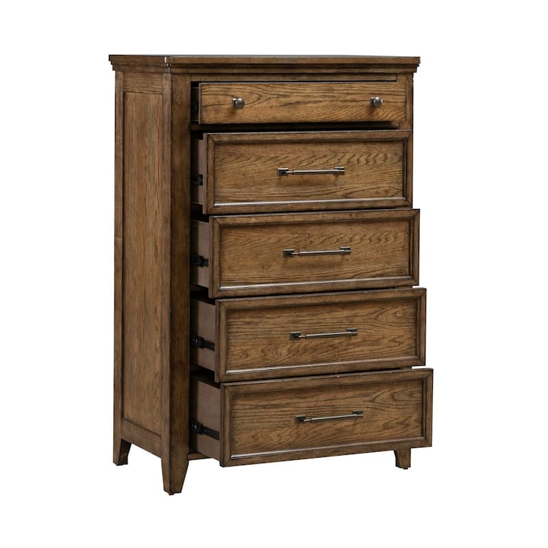 Liberty Furniture Carolina Park Panel Bed, Dresser & Mirror, Chest, Nightstand - King, Queen