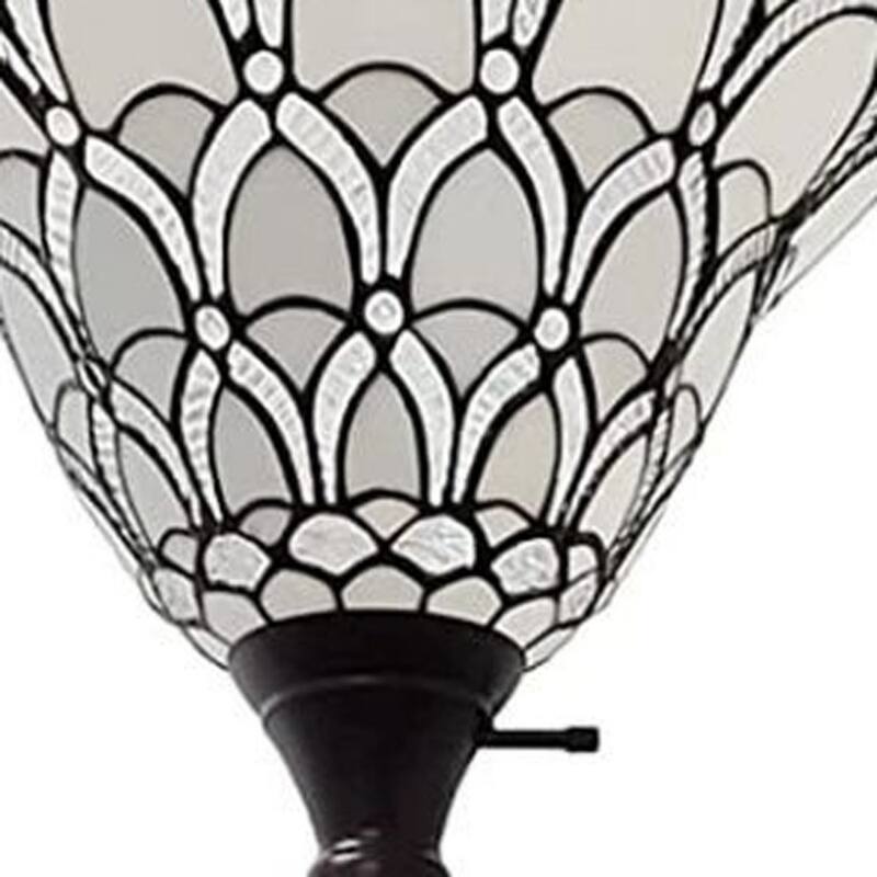 Brown Metal Traditional Floor Lamp with Stained Glass Bell Shade - 14” x 14” x 62” (D x W x H)