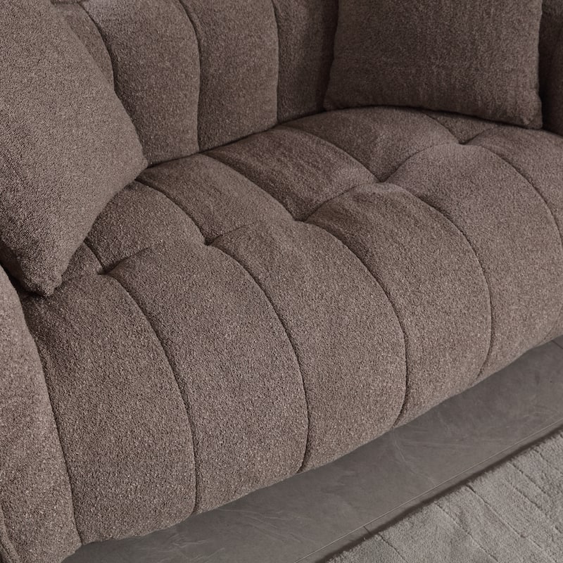 66" Chenille Square Beanbag Chair with High-Resilience Foam Core, Armrests and Handle