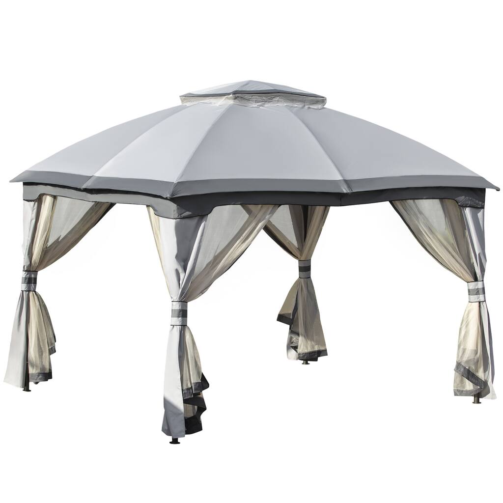10' x 12' Outdoor Patio Gazebo Canopy Shelter w/ Double Vented Roof