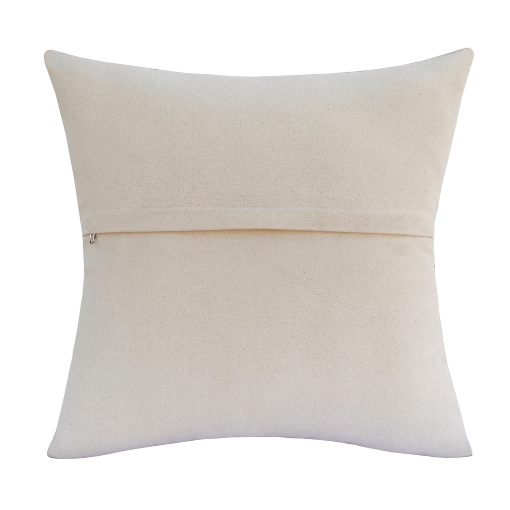 Sevita Ivory/Beige Striped Faux Leather Square Throw Pillow