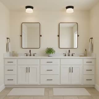 7 Inch LED Flush Mount Light Etched White Glass Shade Dimmable - Black