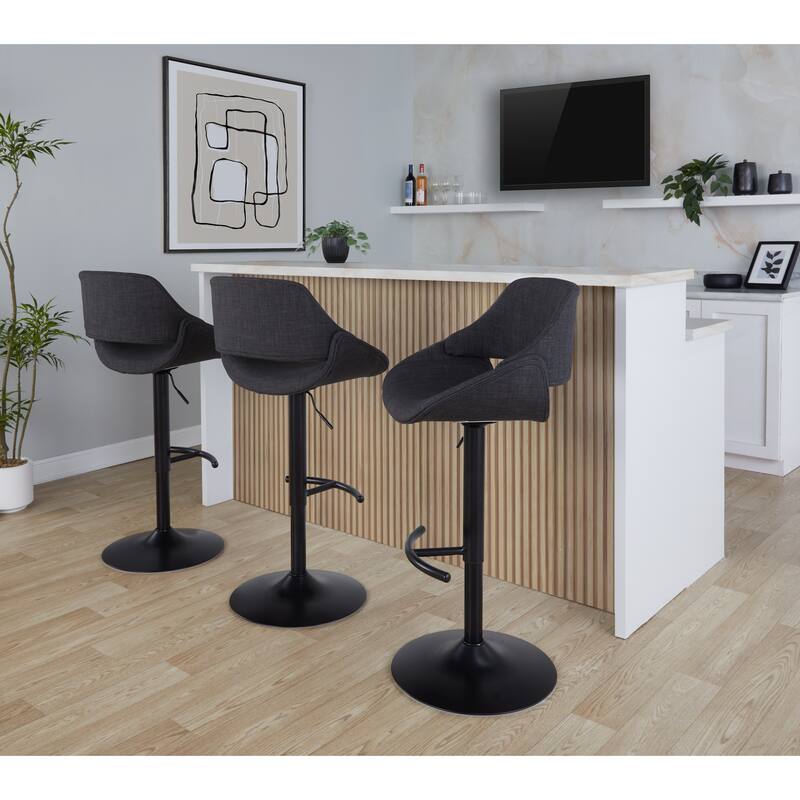 Silver Orchid Svellingen Adjustable Bar Stool with Rounded T Footrest - Set of 2