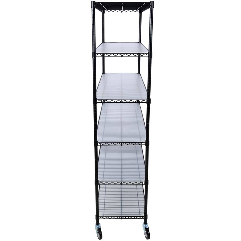 6 Tier 6000lbs Capacity Adjustable Metal Storage Rack with Wheels