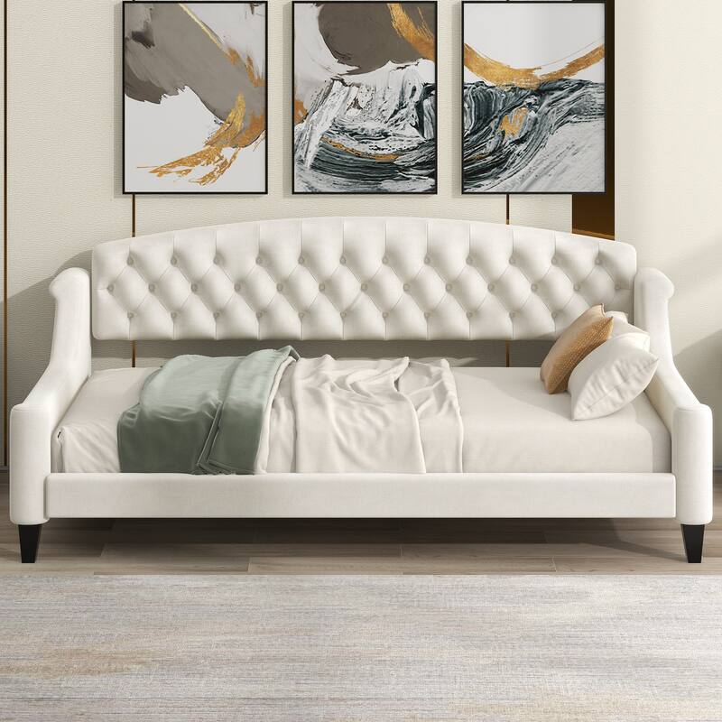 Velvet Daybed with Button Tufted Backrest