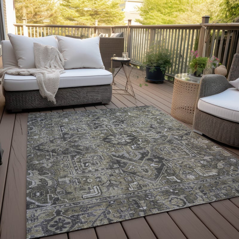 Machine Washable Indoor/ Outdoor Traditional Boho Chantille Rug