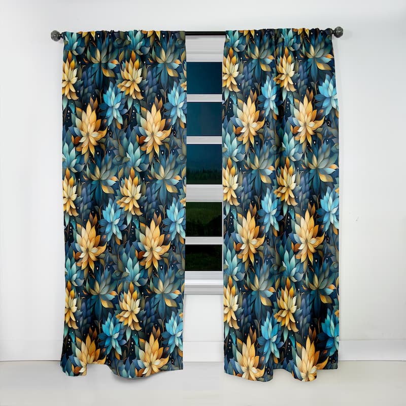 Designart "Natures Meditation I" Floral Blackout Printed Art Curtain For Bedroom