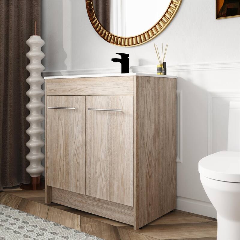 Bathroom Vanity With Sink In 30 Inch, Freestanding Bathroom Vanity With Soft Close Door