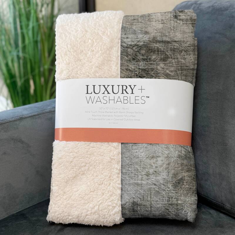 Premium Machine Washable Abstract Modern Sherpa Throw Blanket