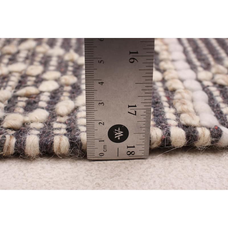 ECARPETGALLERY Braid weave Sienna Grey Wool Rug - 4'0 x 6'0