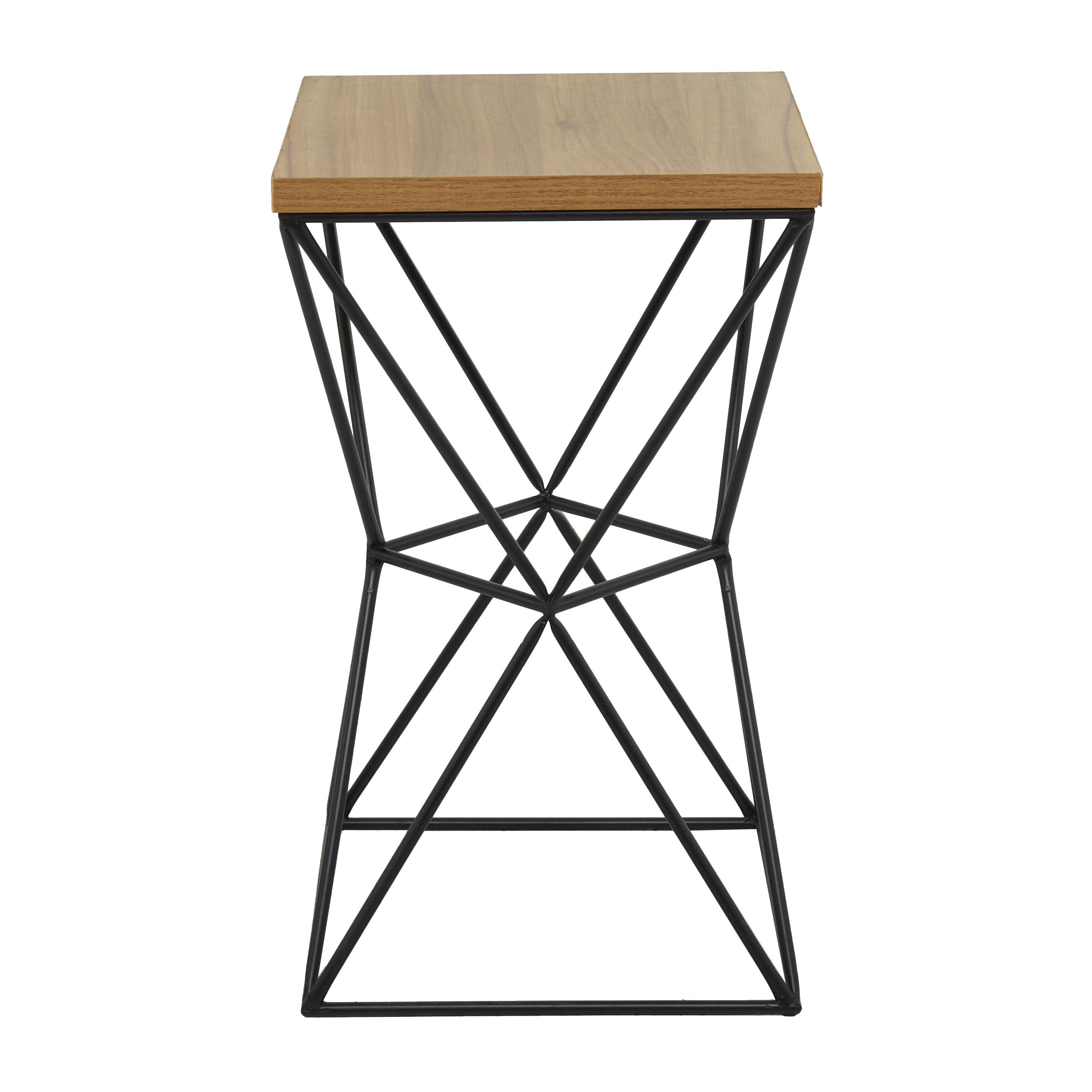 Roche River Decor - Metal Accent Table with Brown Wood Top - Black