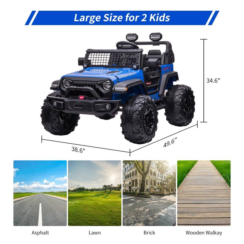 2 Seaters 20" Large Seat 24V Kids Ride On Car with Remote Control