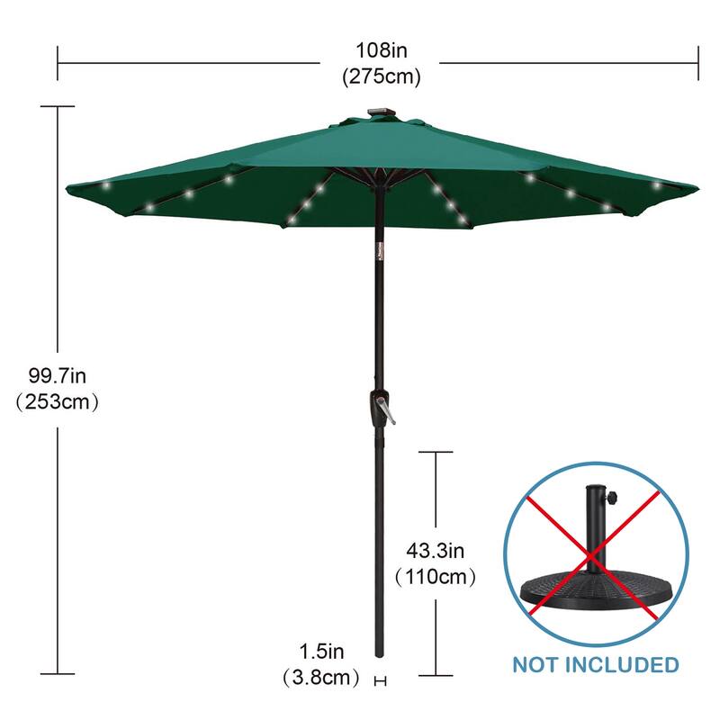 ABCCANOPY 9FT Outdoor Patio Solar Umbrella with 32LED Lights