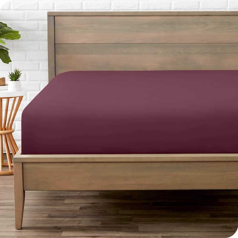Bare Home Double Brushed Deep Pocket Fitted Sheet - Queen - Burgundy