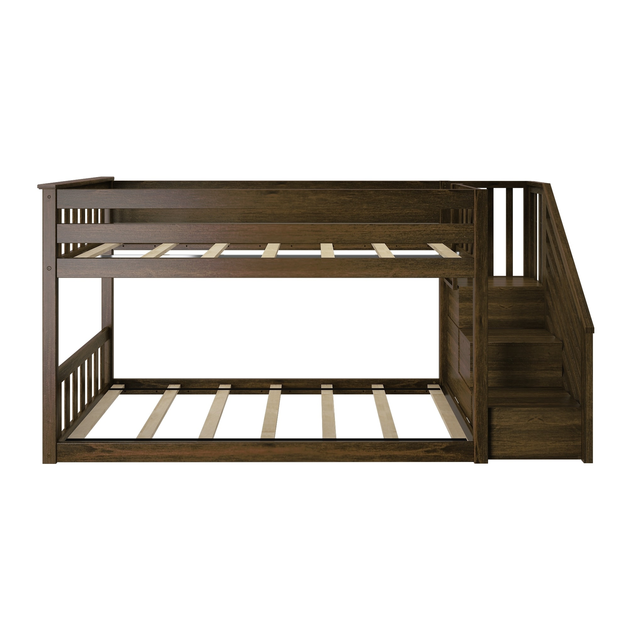 Max & lily twin deals low bunk bed with staircase