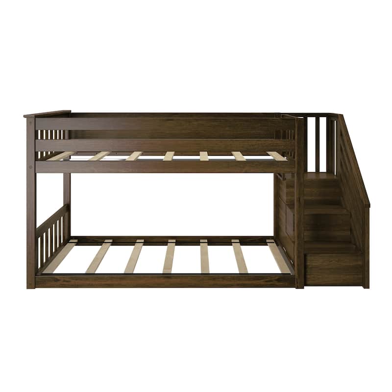 Max and Lily Twin over Twin Low Bunk Bed with Staircase