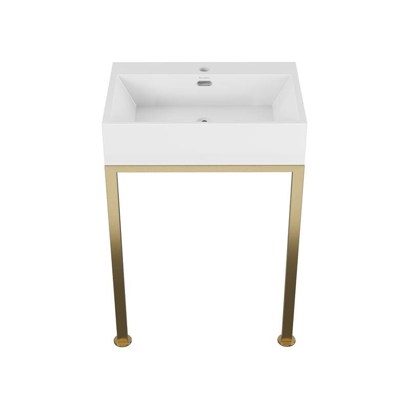 Swiss Madison SM-CS0201 Concorde 23-5/8" Rectangular Ceramic Console - Glossy White / Brushed Gold