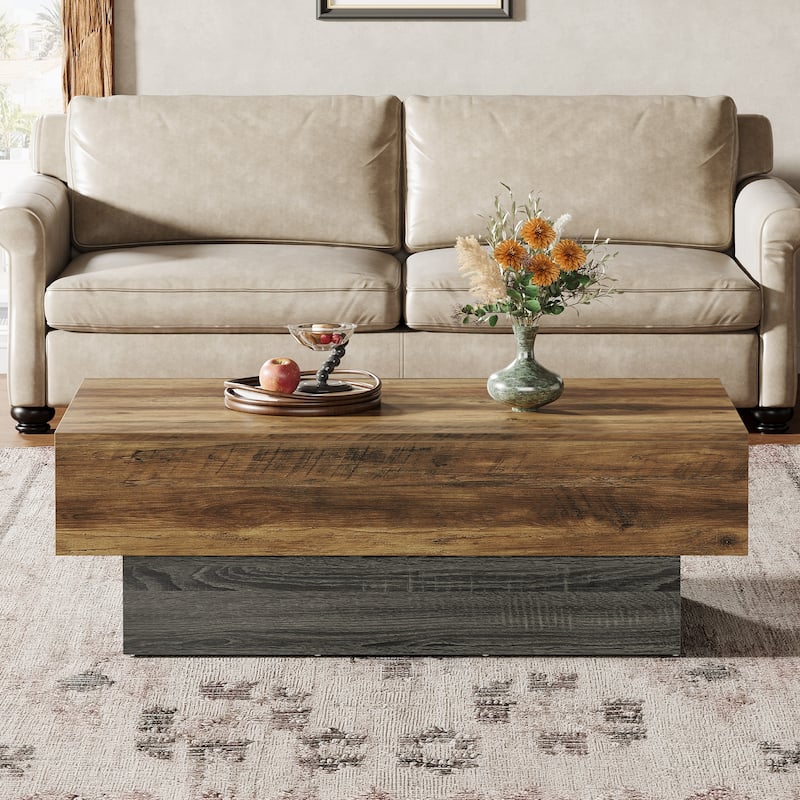 55-Inch Wood Coffee Table, Large Rectangle Tea Table, Center Table for Living Room, Office Reception
