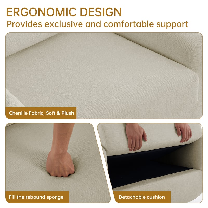 Modern Chenille 360-Degree Swivel Chair Accent Chair