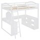 preview thumbnail 9 of 16, White Wooden Full Size Loft Bed with U-shaped Desk,Solid Wood Bed with Tri-fold Mirror and Shelves