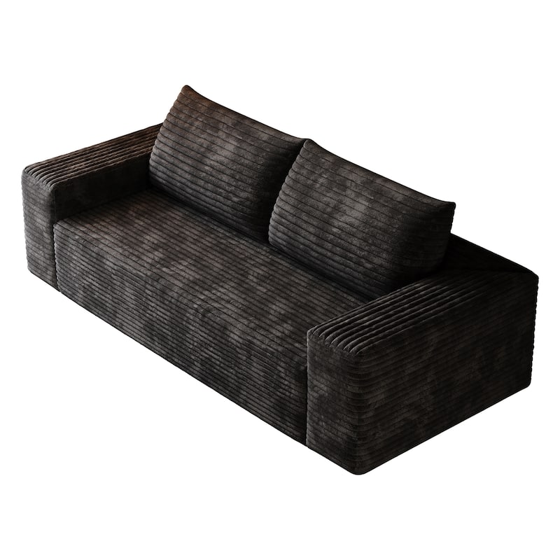 Large Ergonomic Deep Seat Sofa Corduroy Upholstered Loveseat Couch, Versatile Compression Lounge Sofa, No Assembly