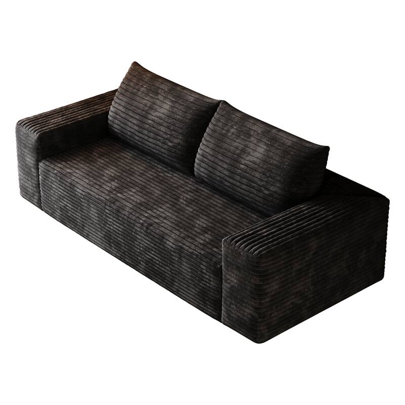 Loveseat Sofa with Deep Seat & Memory Foam, 2 Seater Floor Couch with Corduroy Fabric, Small Couch for Living Room, Apartement