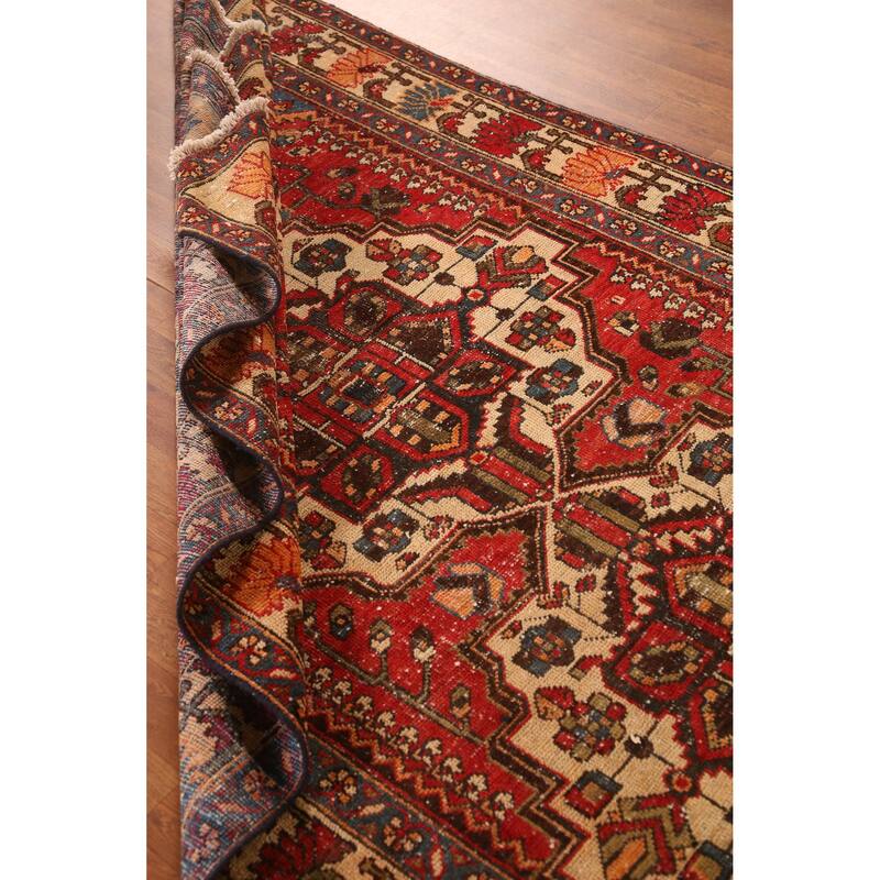 Hand Knotted Oriental 100% Wool Carpet Traditional Geometric Red Bakhtiari Area Rug - 9' 6'' X 5' 0''