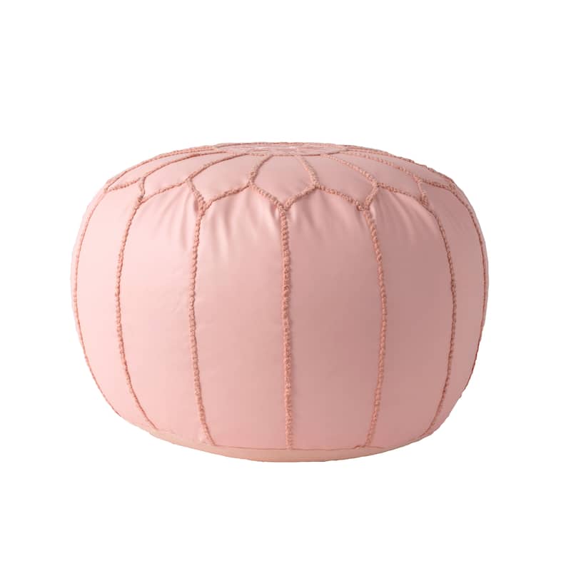 Nuloom Classic Moroccan Lightweight Faux Leather Ottoman Pouf - Baby Pink