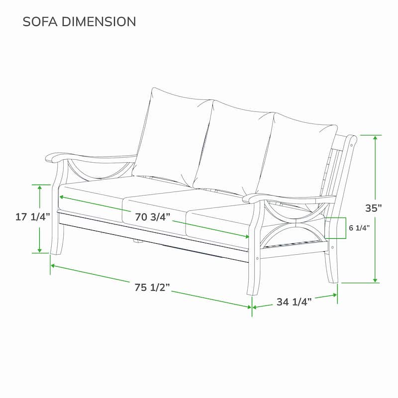Cambridge Casual Lowell Outdoor Teak 3-Seater Sofa with Cushion