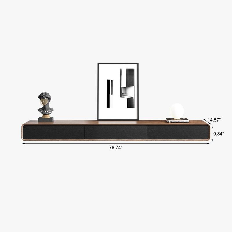 Floating TV Stand, Modern Wall-Mounted Entertainment Center with 3/4 Drawers, Solid Wood,Fully-Assembled