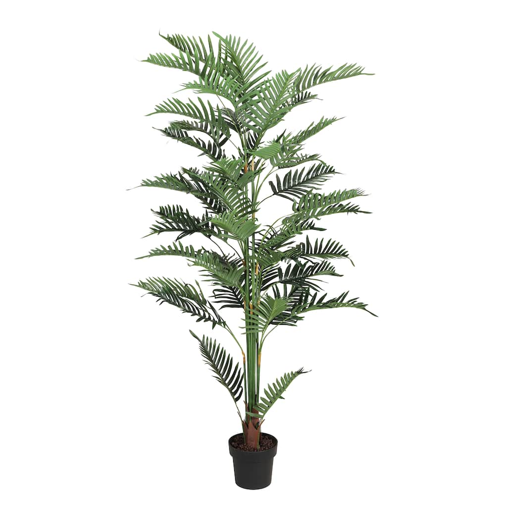 75" Artificial Areca Palm Tree with Black Plastic Vase