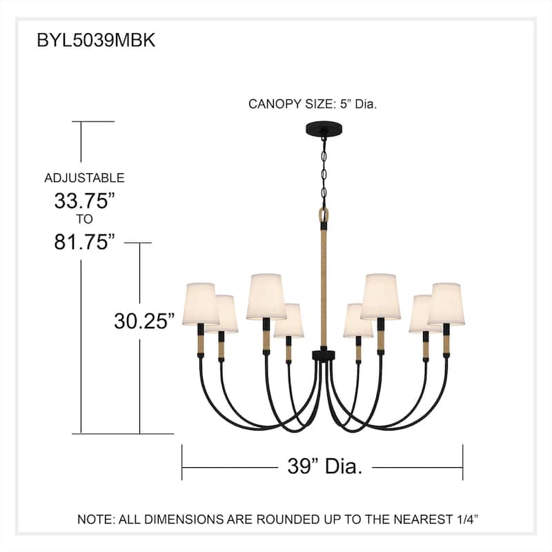 Bayside 8-Light Matte Black Chandelier