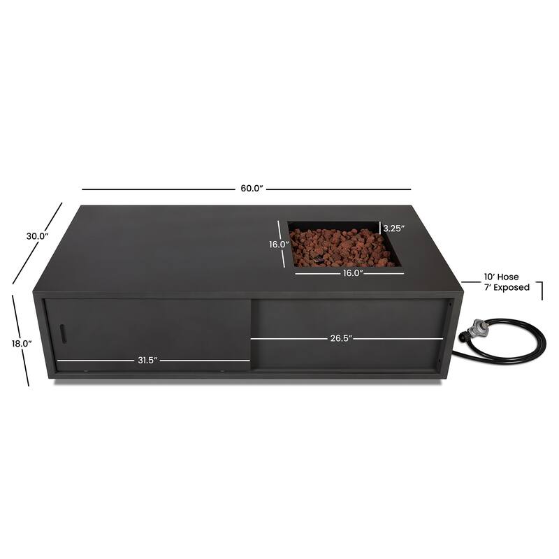 Vance 60" LP Fire Table in Weathered Slate by Real Flame