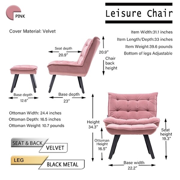 Pink Accent Leisure Chair With Black Metal Legs Bed Bath